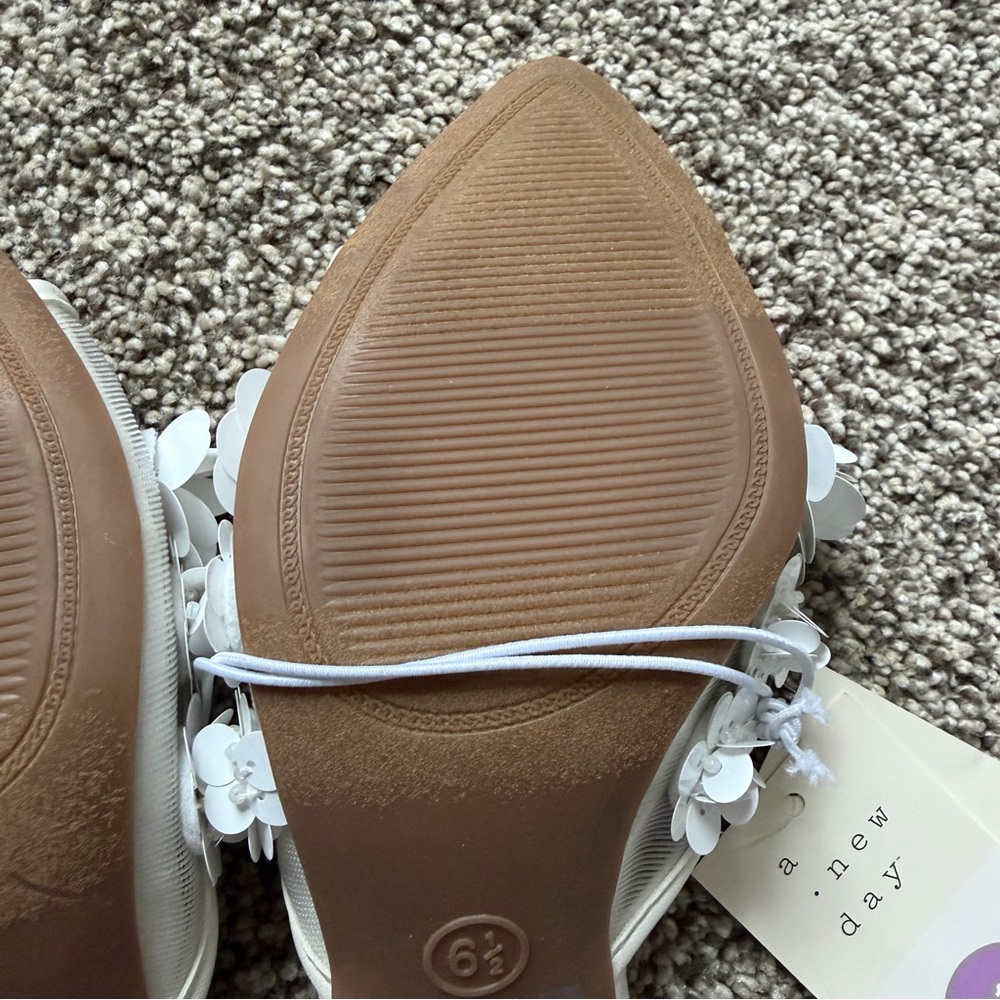 Lupita Mesh Rhinestone Peep Toe Mule Heels Memory Foam Insole - A New Day White - Picture 11 of 11
